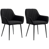 HOMCOM Chaises de Salle à Manger Chaises de Visiteur Design scandinave - Lot de 2 chaises - Pieds effilés métal Noir(m-11)