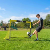 SPORTNOW Porta da Calcio Pop-Up Pieghevole con Borsa di Trasporto, Giallo(m-2)