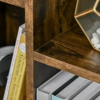 HOMCOM Seven-Cube Bookcase - Rustic Brown Wood Effect(m-8)
