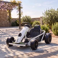 HOMCOM 24 V Elektrische Go-Kart voor Kinderen Tot 13 km/h Gokart met Driftfunctie, Drift-Kart met 2 motoren voor 8–12 jaar Wit(m-9)