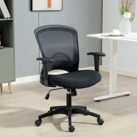 HOMCOM Sedia da Ufficio Traspirante e Reclinabile ad Altezza Regolabile, in Tessuto a Rete, 65x59x92.5-102.5 cm, Nero(m-10)