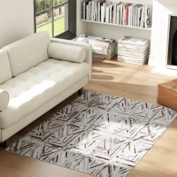 HOMCOM Modern Area Rug, Triangle Pattern Non-Slip Washable Rug, Chenille Floor Carpet for Living Room, Bedroom, Dining Room, Home Office, 170 x 120 cm, Brown(m-2)