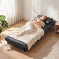 HOMCOM Schlafsessel, 3-in-1 Klappbarer Leinen-Schlafsessel mit verstellbarer Rückenlehne, S-Federn, Metallbeinen, Dunkelgrau(m-8)