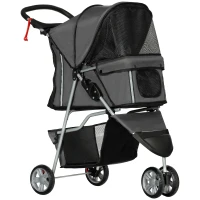 PawHut Passeggino per Cani Pieghevole con Portabicchieri e Cestino, in Acciaio e Poliestere, 75x45x97 cm, Grigio Carbone(m-1)