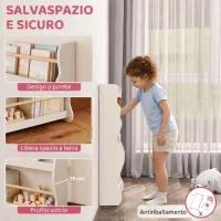 AIYAPLAY Libreria Montessoriana per Bambini 3-8 Anni a 3 Ripiani, 60x15x73 cm, per Cameretta, Bianco(m-4)