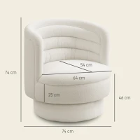 HOMCOM Drehbarer Polstersessel, Moderner Lounge-Sessel mit Kautschukholzrahmen, für Wohnzimmer, Schlafzimmer, Cremeweiß(m-3)
