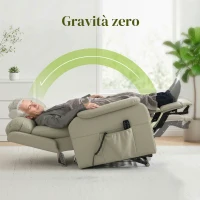 HOMCOM Poltrona Elettrica Alzapersona Reclinabile 170° in Pelle Finta Traspirante con 2 Motori, Telecomando, 4 Ruote, Freno, Poggiapiedi, Tasche Laterali, Crema(m-5)