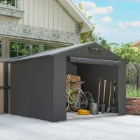 Outsunny 8 x 6 ft Outdoor Garden Storage Shed, Waterproof Bike Tent with Roll-Up Zipper Door(m-9)