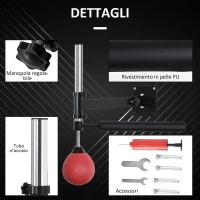 HOMCOM Speed Bag a Parete per Boxe e MMA ad Altezza Regolabile con Asta, Acciaio e PU, 79x72x20 cm, Rosso(m-7)