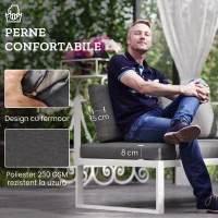 Outsunny Set Mobilier de Grădină cu Fotoliu Rabatabil, 2 Canapele cu Perne și Măsuță, Gri(m-6)