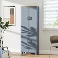 HOMCOM Freestanding Kitchen Cupboard, 4-Door Storage Cabinet with Adjustable Shelves, Modern Kitchen Pantry, 170cm, Grey(m-9)