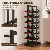 HOMCOM Cantinetta Vini Portabottiglie da Terra in Metallo per 12 Bottiglie, Nero(m-5)