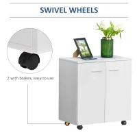 HOMCOM Mobile Sideboard Cabinet, Sideboard Storage Cabinet with 2 Doors and Internal Shelf for Office, 60 x 35 x 65 cm, White(m-5)