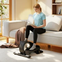 SPORTNOW Under Desk Elliptical Machine with LCD Monitor, 8 Adjustable Magnetic Resistances for 2-in-1 Seat & Stand Up Exercise(m-10)