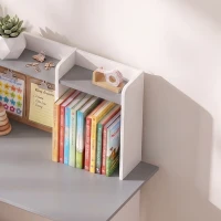 AIYAPLAY Set Scrivania e Sedia per Bambini con Portapenne, Supporto Regolabile per Tablet, Armadietti e Bacheca, Grigio(m-8)
