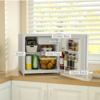HOMCOM 46 Litre Lockable Countertop Fridge - Cream White(m-5)