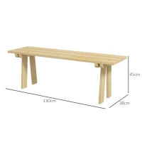 Outsunny Banco de Madera de 2 Plazas Carga 220 kg Banco de Exterior para Jardín Patio Terraza 130x38x45 cm Natural(m-3)