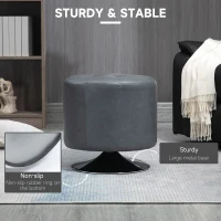 HOMCOM 360° Swivel Foot Stool Round PU Ottoman with Thick Sponge Padding and Solid Steel Base, Grey(m-6)
