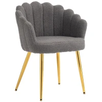 HOMCOM Lounge Chair Petal-Back Armchair Metal Metal Legs for Living Room Bedroom, Grey(m-15)