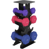 SPORTNOW Hanteln Set 3 Paar Kurzhanteln mit Aufbewahrungsständer rutschfeste Griff, 1-5 kg Hexagon(m-12)