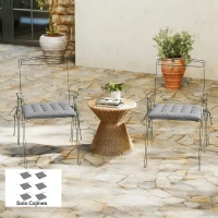 Outsunny Juego de 6 Cojines para Sillas de Comedor 40x40 cm 6 Piezas Cojines para Sillas de Jardín Acolchados con Cintas Gris(m-2)