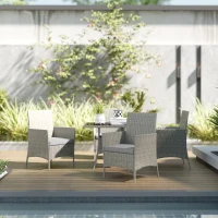Outsunny Five-Pieces Rattan Dining Set - Light Grey(m-10)
