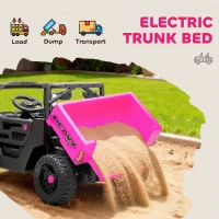 AIYAPLAY Kids Ride on Car, 12V Electric Kids UTV with Electric Dump Bed, 4-Wheel Suspension for 3-8 Years, Pink(m-5)