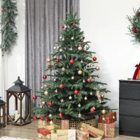 HOMCOM 5ft Artificial Christmas Tree with Realistic Branches, Easy Assembly - Green(m-10)