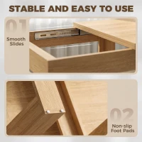 HOMCOM Folding Dining Table Under-Table Storage Extendable Kitchen Table Steel Rail Oak Effect(m-6)