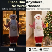 HOMCOM 4ft Singing Cooking Santa Claus, Standing Christmas Animated Santa Figure with Head Moving, Sound/Touch Activated(m-7)