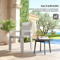 Outsunny Set 2 Sedie da Giardino Impilabili con Seduta Traspirante, in Acciaio e Textilene, 56x58x89 cm, Grigio Chiaro(m-6)