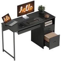 HOMCOM Birou de Economisire a Spațiului, Masă pentru Computer, 120x52,3 cm, Negru(m-10)