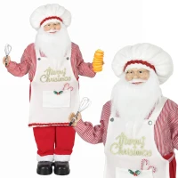 HOMCOM 4ft Singing Cooking Santa Claus, Standing Christmas Animated Santa Figure with Head Moving, Sound/Touch Activated(m-13)