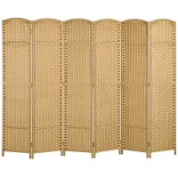 HOMCOM 6 Panel Folding Room Divider, Freestanding Privacy Screen for Living Room, Bedroom and Office, 240 x 170cm, Natural(m-11)