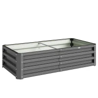 Outsunny Rectangle Raised Garden Bed Box with Weatherized Steel Frame for Vegetables, Flowers, & Herbs, 120 cm x 60 cm x 30.5 cm, Light Grey(m-1)