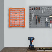 DURHAND 60 Drawers Parts Organiser Wall Mount Storage Cabinet Garage Small Nuts Bolts Tools Clear Orange(m-4)