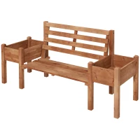 Outsunny Gartenbank Sitzbank, inkl. Pflanzkästen, Holz, 184 cm x 59 cm x 95 cm, Braun(m-11)
