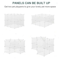PawHut Pet Playpen DIY Small Animal Cage Open Enclosure Portable Plastic Fence 12 Panels for Hedgehog Guinea Pig White(m-14)