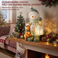 HOMCOM Figurka bałwana 43 cm z MGO z lampionem LED i timerem, do wejścia i przy drzwiach(m-4)
