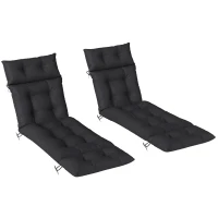 Outsunny Set of Two 190 x 56cm Sun Lounger Cushions - Black(m-1)
