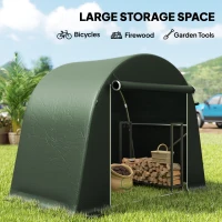 Outsunny 8 x 4 ft Garden Storage Tent, Waterproof Bike Tent with Roll-up Zipper Door and Galvanised Metal Frame, Green(m-5)
