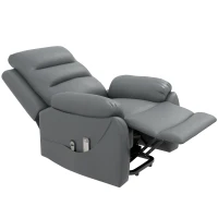 HOMCOM Electric Riser and Recliner for Elderly with 8 Vibration Massage, PU Leather Power Lift Recliner Chair for Living Room with Side Pockets, Footrest, Grey(m-13)