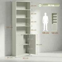 HOMCOM Bookcase Adjustable Shelf Bookshelf Anti-Tip Hardware 6-Tier, Light Green(m-3)
