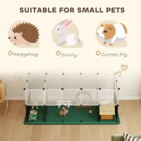 PawHut Pet Playpen with Waterproof Mat, DIY Small Animal Enclosure 34 Panels, Indoor/Outdoor Metal Pet Fence for Guinea Pigs(m-7)