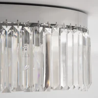HOMCOM Crystal Ceiling Light Modern Chandeliers w/ Stainless Steel Base 10 Lights Elegant Flush Mount Ceiling Lighting for Living Room, Bedroom, Hallway, Bar, Cloakroom(m-9)