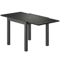 Outsunny Table de jardin extensible pour 4-6 personnes avec rallonge auto-stockée aluminium avec effet bois 80-160 x 80 cm noir(m-13)