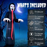 Outsunny 10 FT Halloween Inflatable Skeleton, Scary Halloween Decoration with Built-in LED Lights for Indoor Outdoor Decor(m-6)