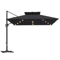 Outsunny Multi-Angle LED Light Parasol Umbrella - Black(m-1)
