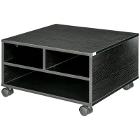 HOMCOM Mobile Porta Stampante a 2 Ripiani in Legno con Ruote per Ufficio e Studio, 47x40x22.5cm, Nero(m-1)