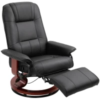 HOMCOM Poltrona Relax Reclinabile Manualmente fino 145° con Poggiapiedi e Rivestimento in Finta Pelle, Nero(m-10)